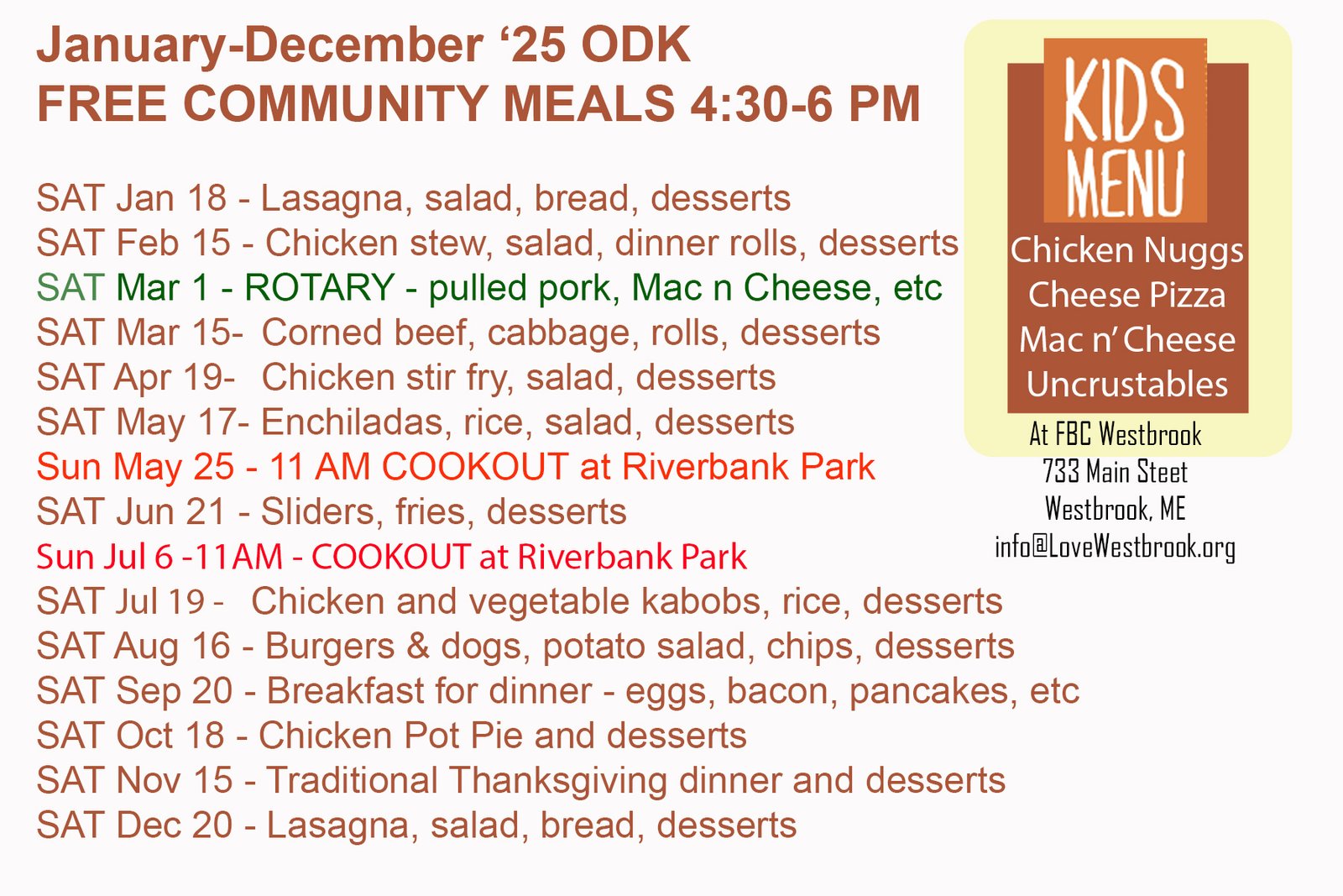 CLICK FOR FREE MONTHLY DINNERS